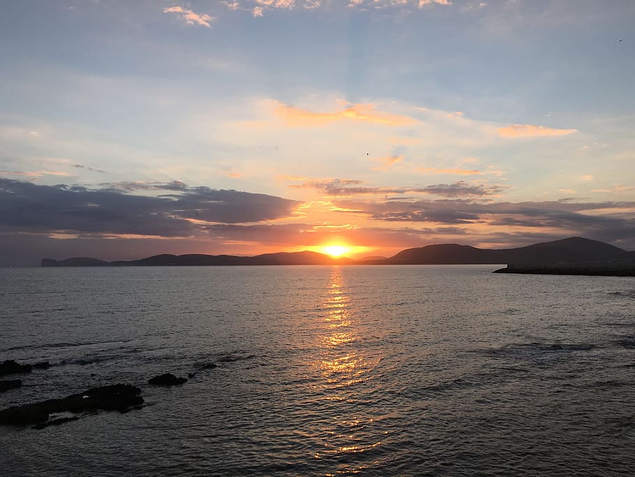 Mediterranean, Sunset, Sea, scenics, nature, tranquility, sky HD wallpaper