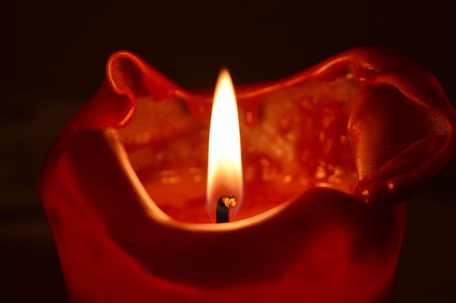 candle, flame, red, wax, yellow, heat - temperature, burning HD wallpaper