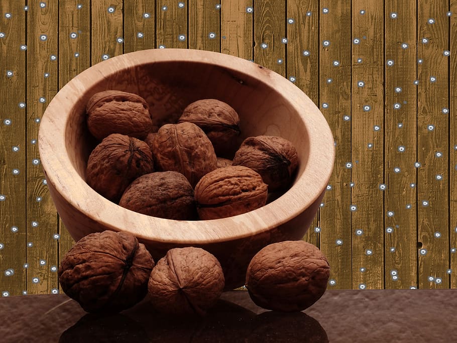 walnuts, christmas, advent, winter, snow, surreal, wood, christmas time HD wallpaper