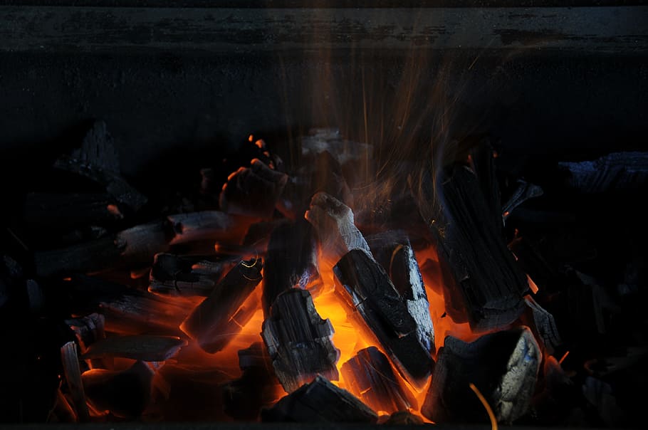 Fire, Carbon, Charcoal, burning, flame, heat - temperature HD wallpaper
