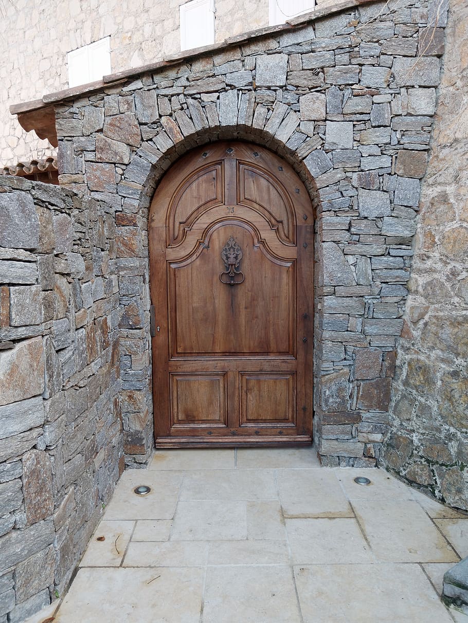 wall, architecture, pierre, threshold, entry, facade, wood HD wallpaper