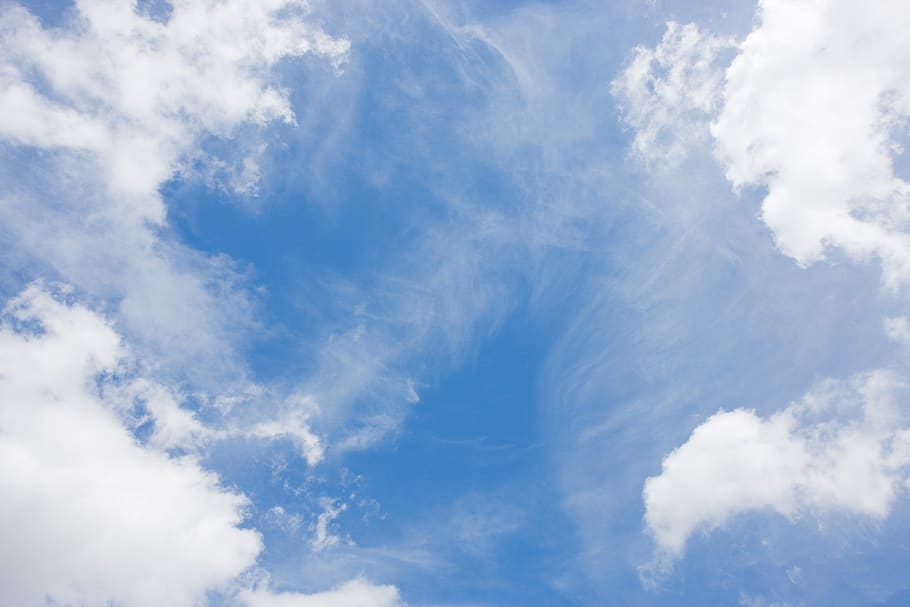 sky, blue, clouds, fluffy, white, background, wallpaper, nature HD wallpaper