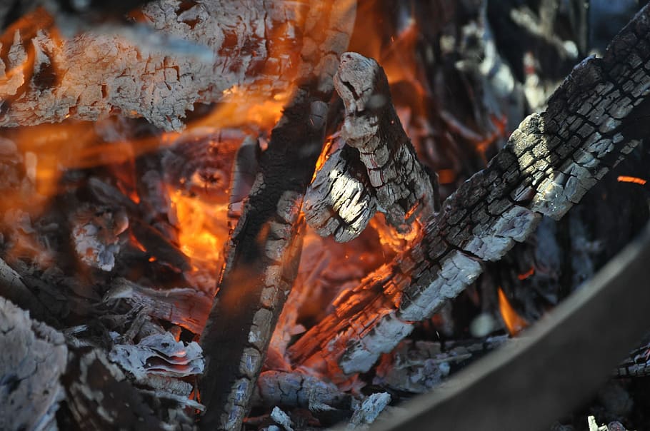 flame, heat, coal, campfire, burn, firewood, bonfire, charcoal HD wallpaper