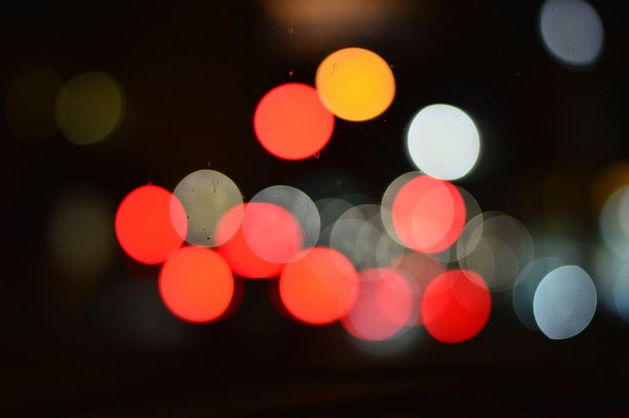lights, headlights, art, defocused, night, abstract, backgrounds HD wallpaper