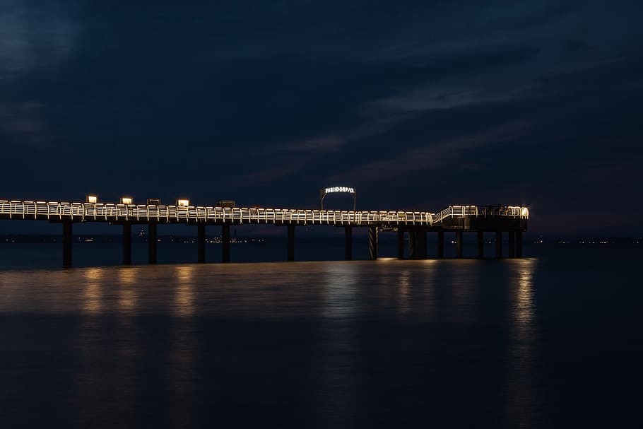 web, abendstimmung, mirroring, water, night, sky, reflection HD wallpaper