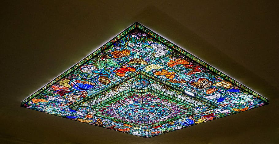 Online crop | HD wallpaper: stained glass, ceiling, colorful, interior