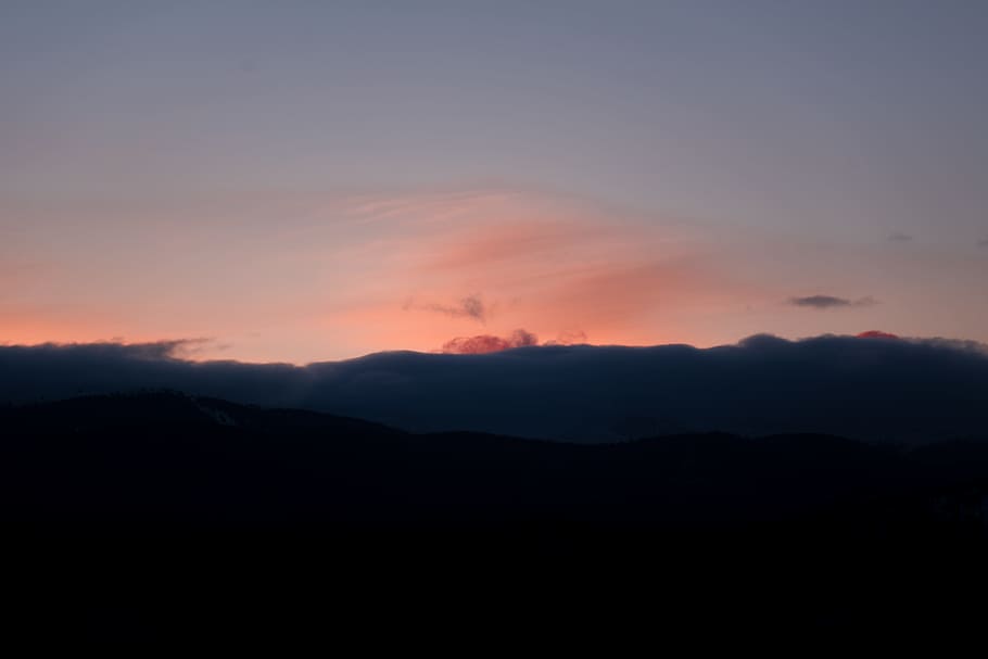 mountains and sunset, silhouette of mountain during sunset, cloud HD wallpaper