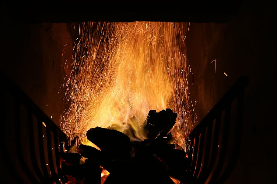 flame, campfire, bonfire, embers, wood, burn, firewood burned HD wallpaper