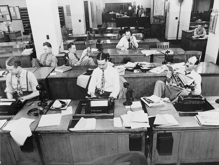 Hd Wallpaper Group Of People On Desk In Gray Scale New York