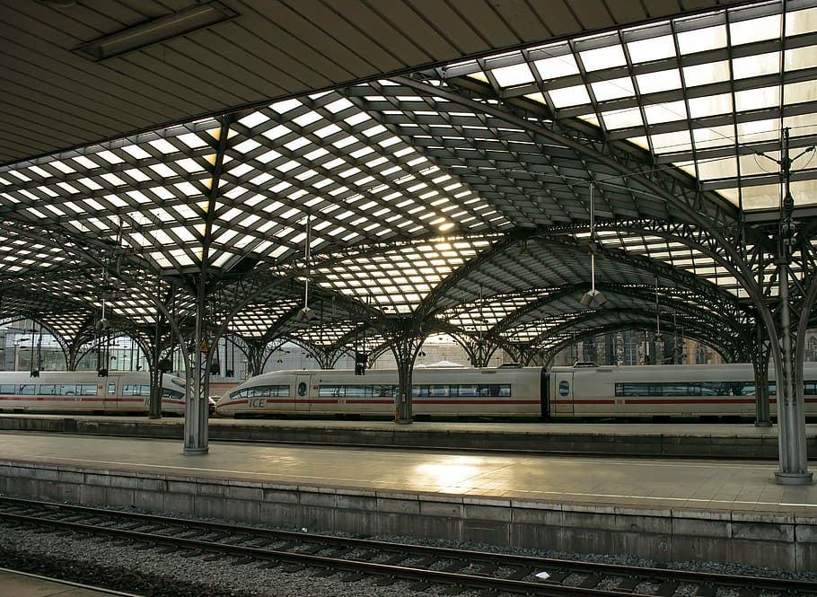 railway station, ice, train, platform, intercity, express, cologne, HD wallpaper