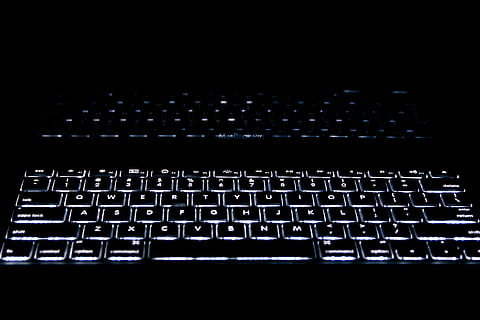 black LED keyboard, technology, reflection, computer, business HD wallpaper