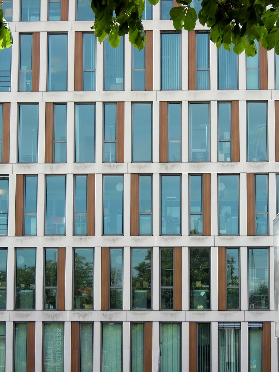 glass facade, window, architecture, building, mirroring, glass window HD wallpaper