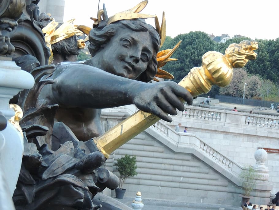 Pont, Alexander, Paris, Bridge, pont alexander, statue, human representation HD wallpaper