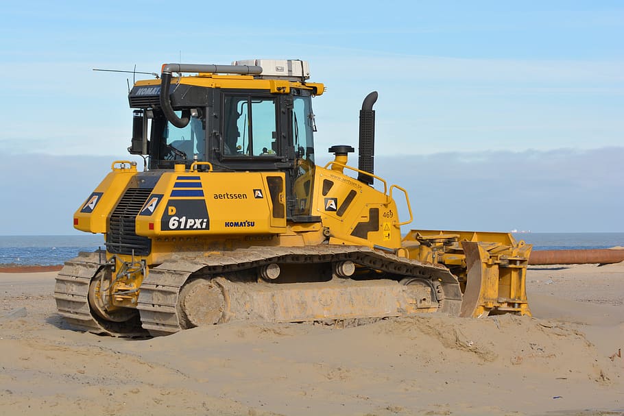 Sand, Machine, Tool, Caterpillar Tracks, construction site, HD wallpaper