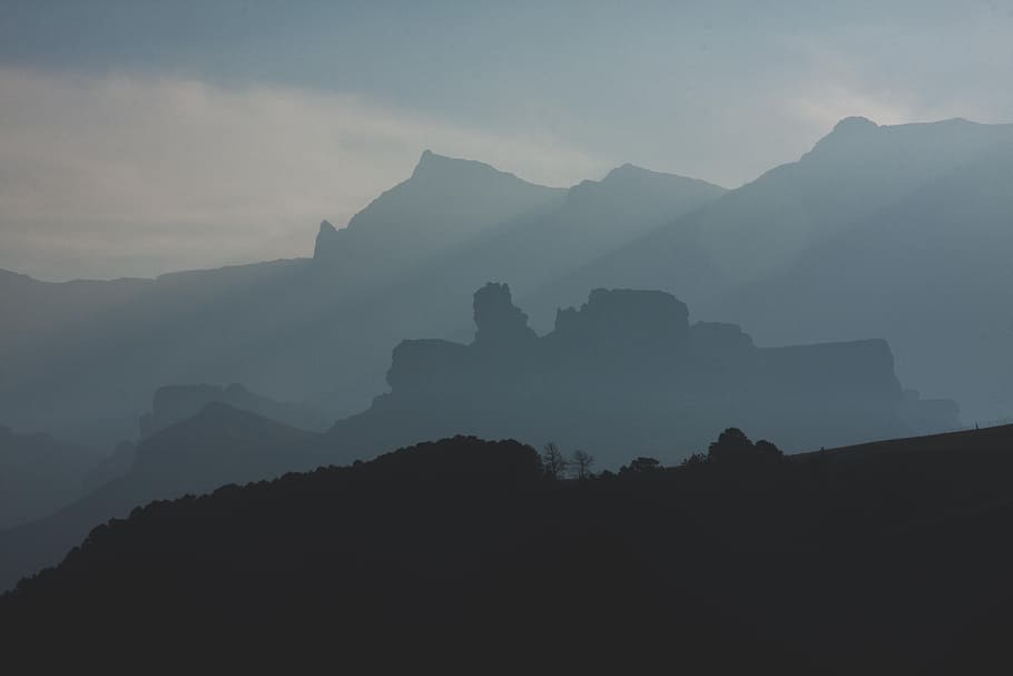 photo of foggy mountains during daytime, untitled, silhouette