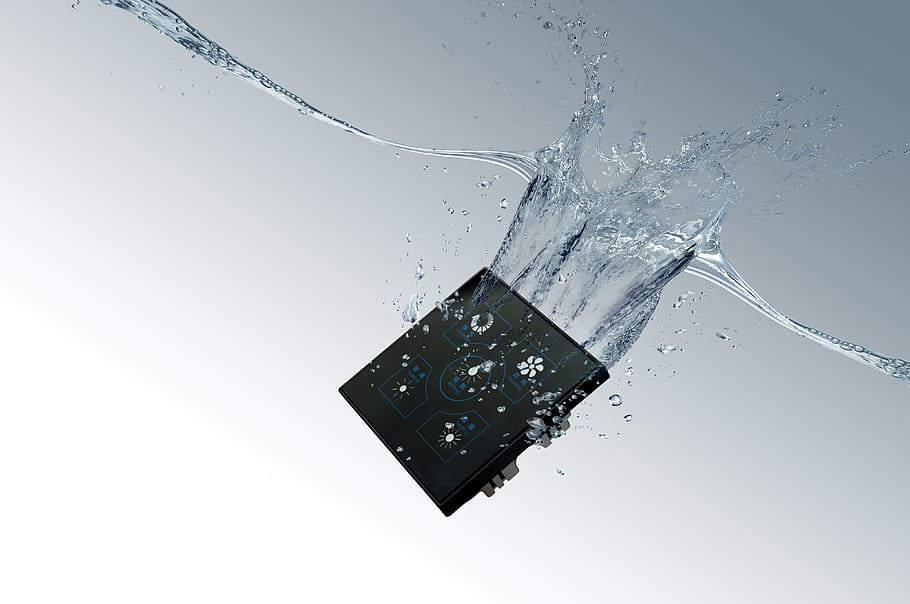 water, switch, panel, studio shot, motion, indoors, gray background HD wallpaper