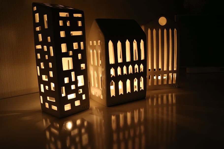 candle, light, darkness, reflection, indoors, illuminated, no people HD wallpaper