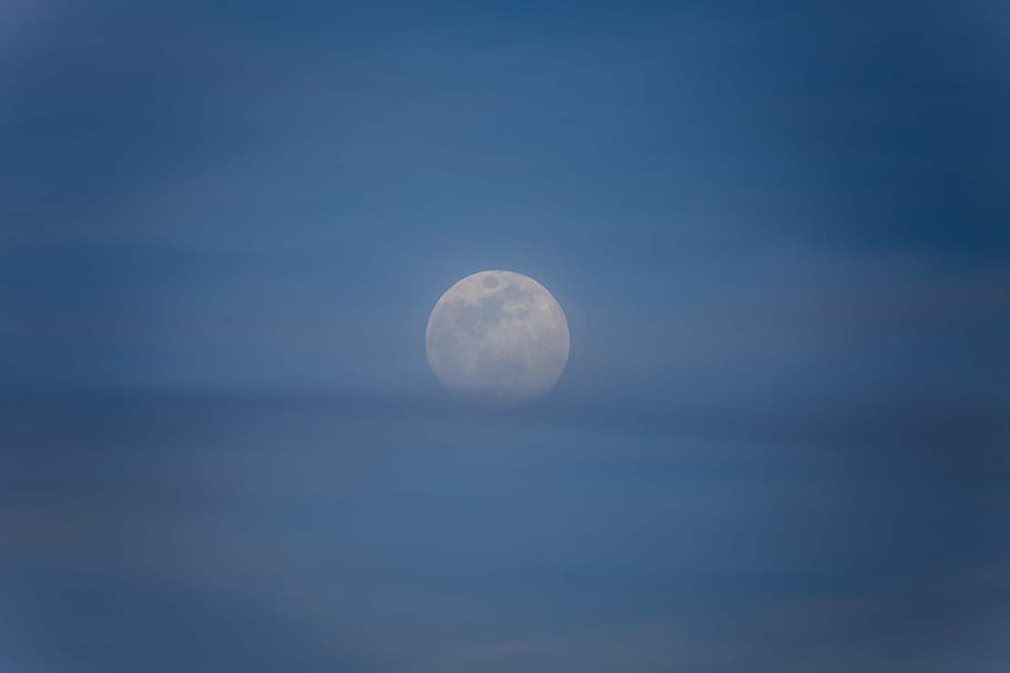 moon, moon rise, sky, night, light, moonlight, blue, dark, lunar HD wallpaper