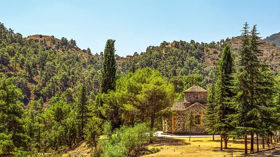 landscape, mountain, forest, chapel, church, religion, architecture HD wallpaper
