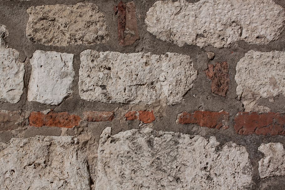 Wall, Limestone, Brick, Hard, whitish, red, bricked, fund, background HD wallpaper