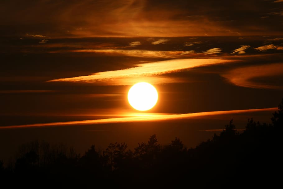 sunset, abendstimmung, sky, evening sky, light, clouds, last light HD wallpaper