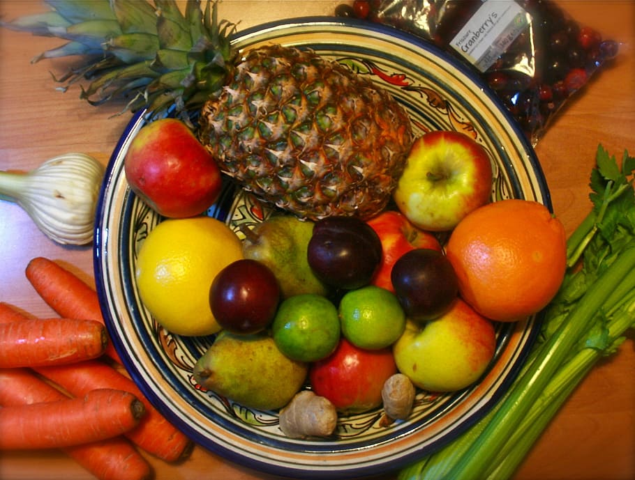 Vegetable, Fruit, Bowl, Types, fruit bowl, colors, food and drink HD wallpaper