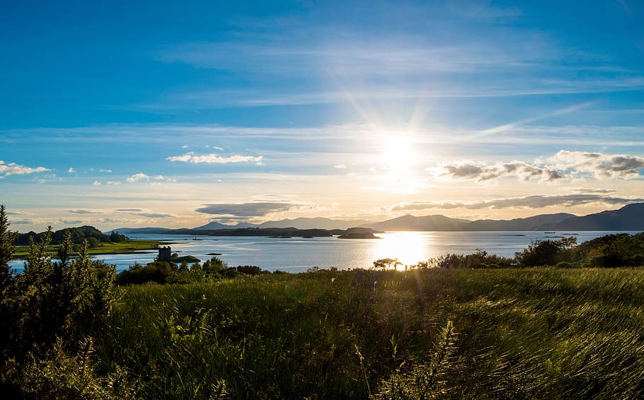 Sunset, Evening, Clouds, Sky, evening sky, sea, landscape, scotland HD wallpaper