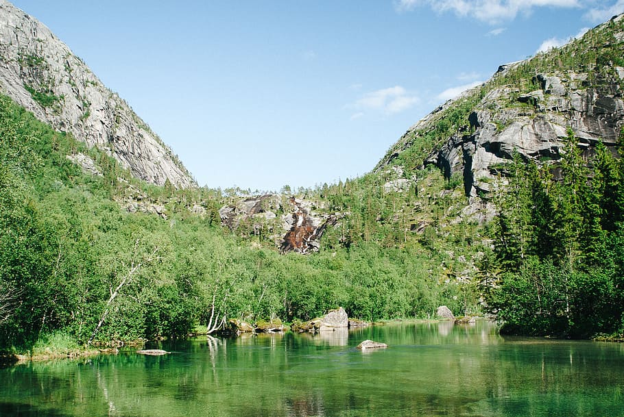 Mountain river, Norway, landscape, nature, water, outdoors, lake HD wallpaper