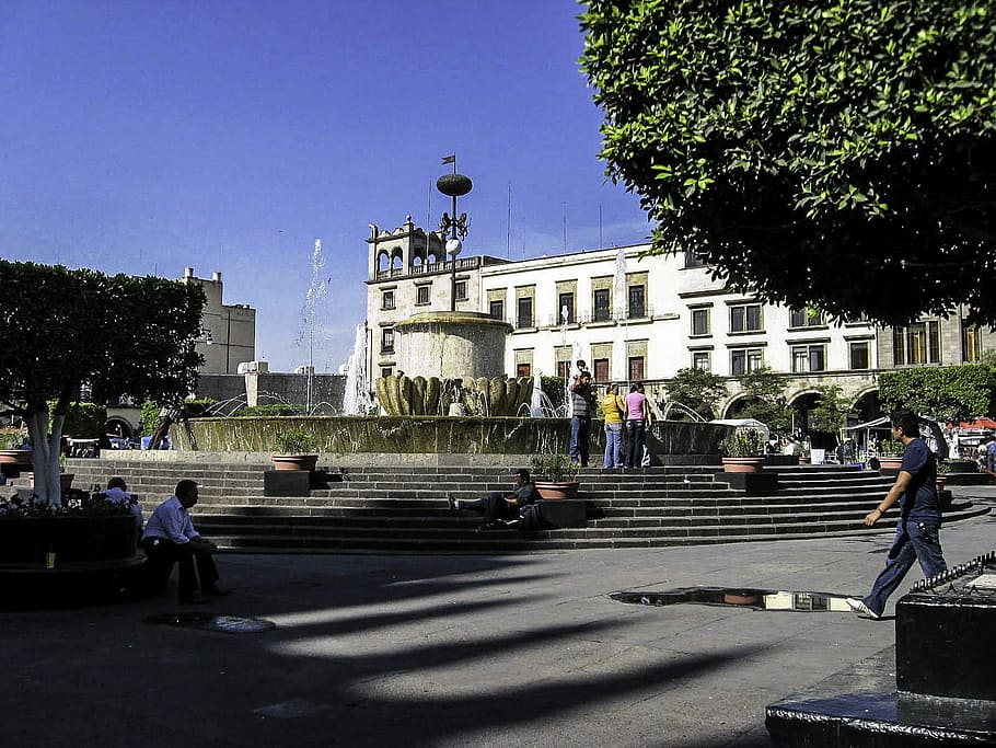 Fountain at Plaza Universidad, Guadalajara, Mexico, college, education, HD wallpaper