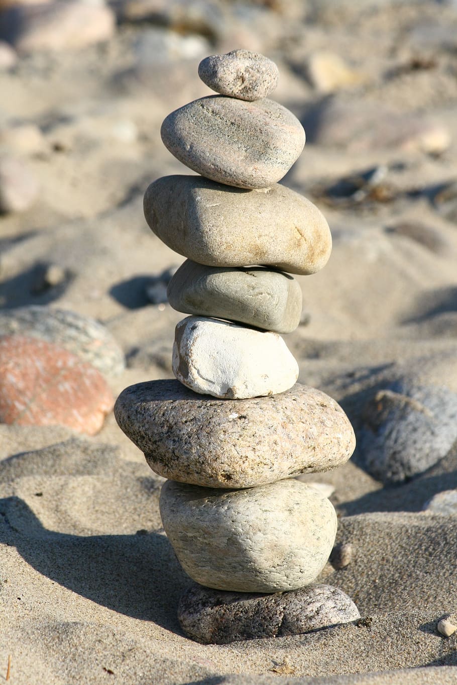 beach, stones, play, fun, sculpture, sand, coast, leisure, stack HD wallpaper