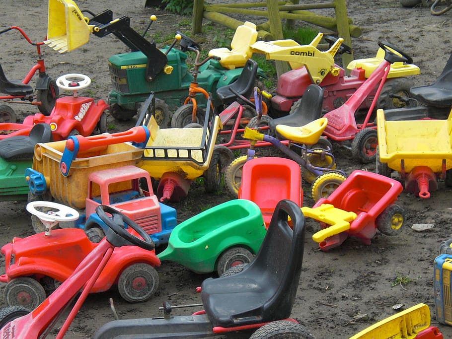 Toys, Colorful, Mess, Autos, Yellow, red, green, car, transportation