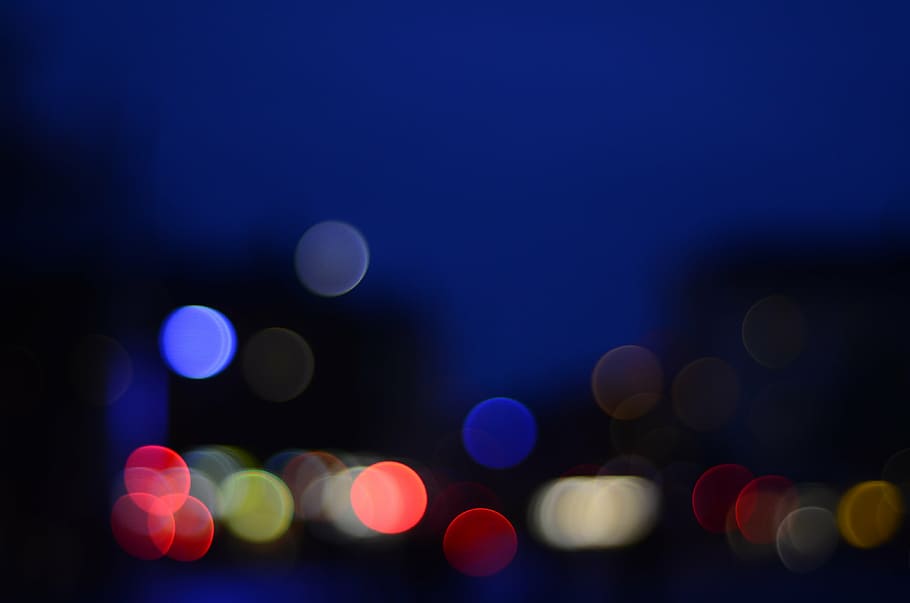 background, night, bokeh, blue, city, himmel, blur, illuminated HD wallpaper
