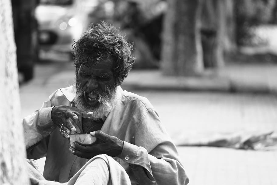 HD wallpaper: grayscale photo of man holding bowl, Poor, Indian, Homeless,  Poverty | Wallpaper Flare