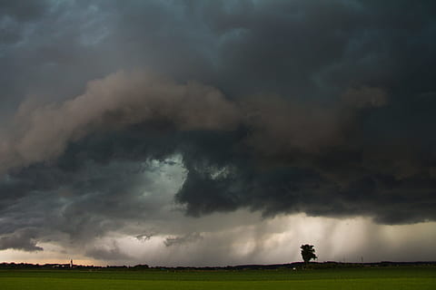 view of nimbus cumulus clouds, forward, landscape, weather HD wallpaper