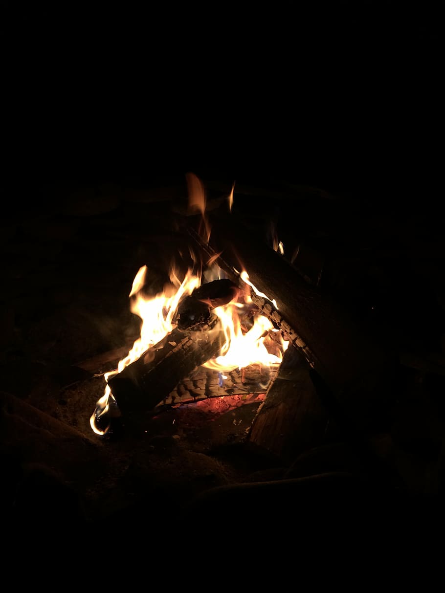 campfire, evening, burn, bonfire, flame, hot, wood, wildfire HD wallpaper