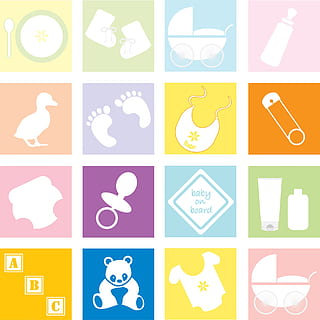 baby's items graphic, elements, accessories, set, cute, baby vector HD wallpaper