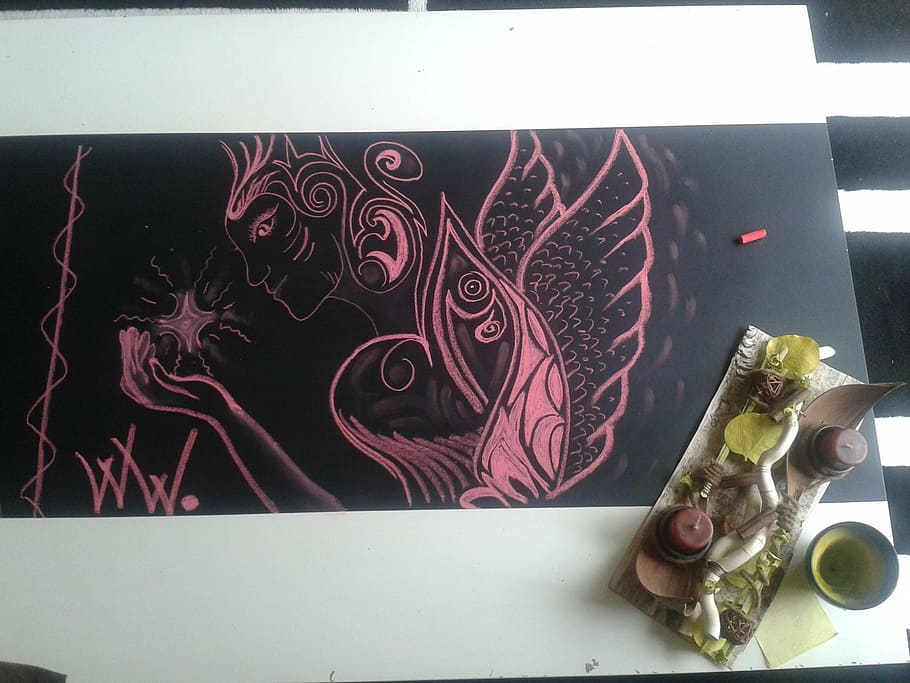 drawing, magic, chalk, table, indoors, no people, art and craft HD wallpaper