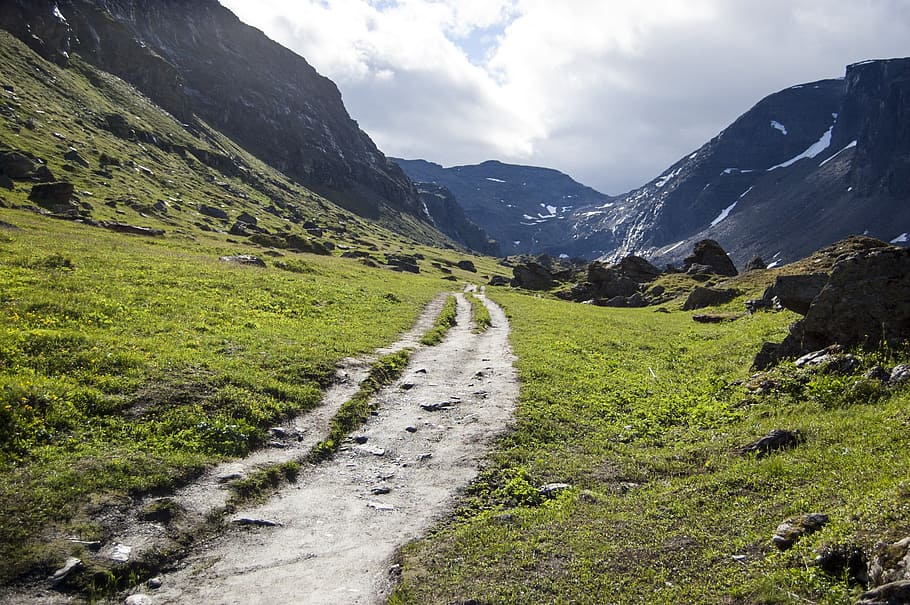 path, small road, trollsjön, kiruna, mountain, beauty in nature HD wallpaper