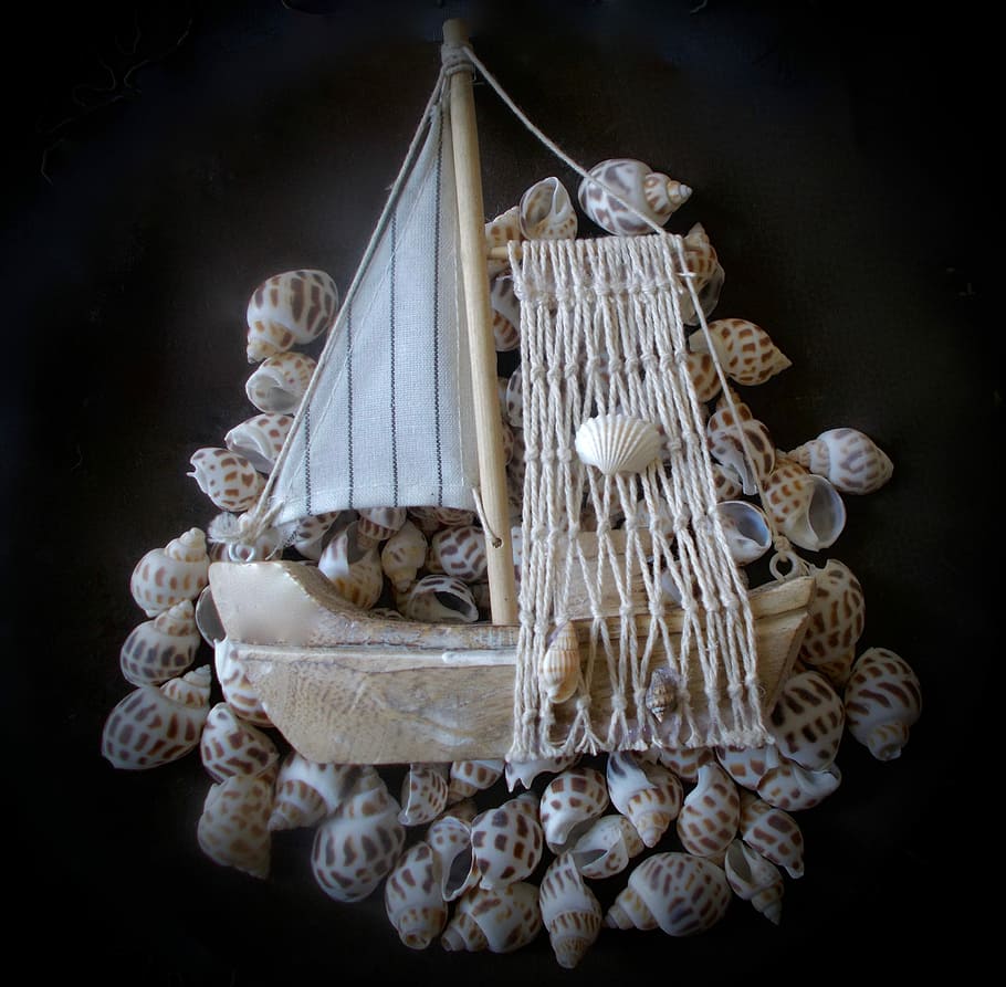 Sailing Vessel, Mussels, Fishing Net, decoration, network, boot, HD wallpaper