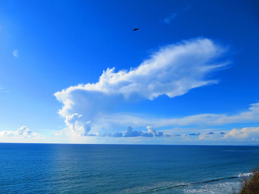 Clouds, Ocean, Horizon, Scenic, sky, calm, view, scene, peace HD wallpaper