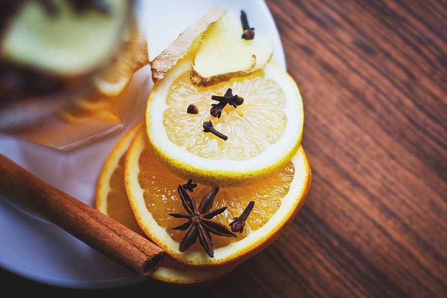 lemon, slices, cinnamon, food and drink, citrus fruit, healthy eating HD wallpaper