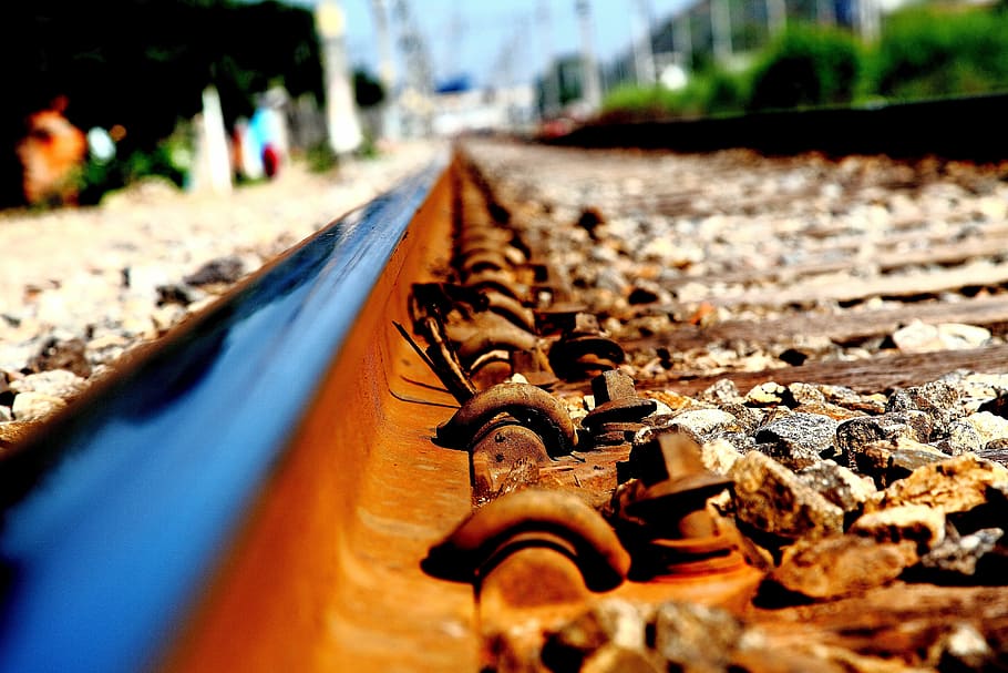 rails, station, railroad Track, steel, transportation, iron - Metal HD wallpaper