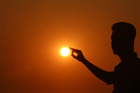 silhouette of man, sunset, shadow, shadow man, evening, outdoor HD wallpaper