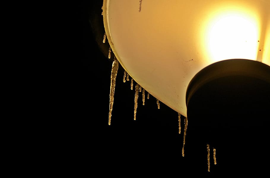 Night, Lamp, Lighting, Lantern, icicle, winter, ice, no people HD wallpaper