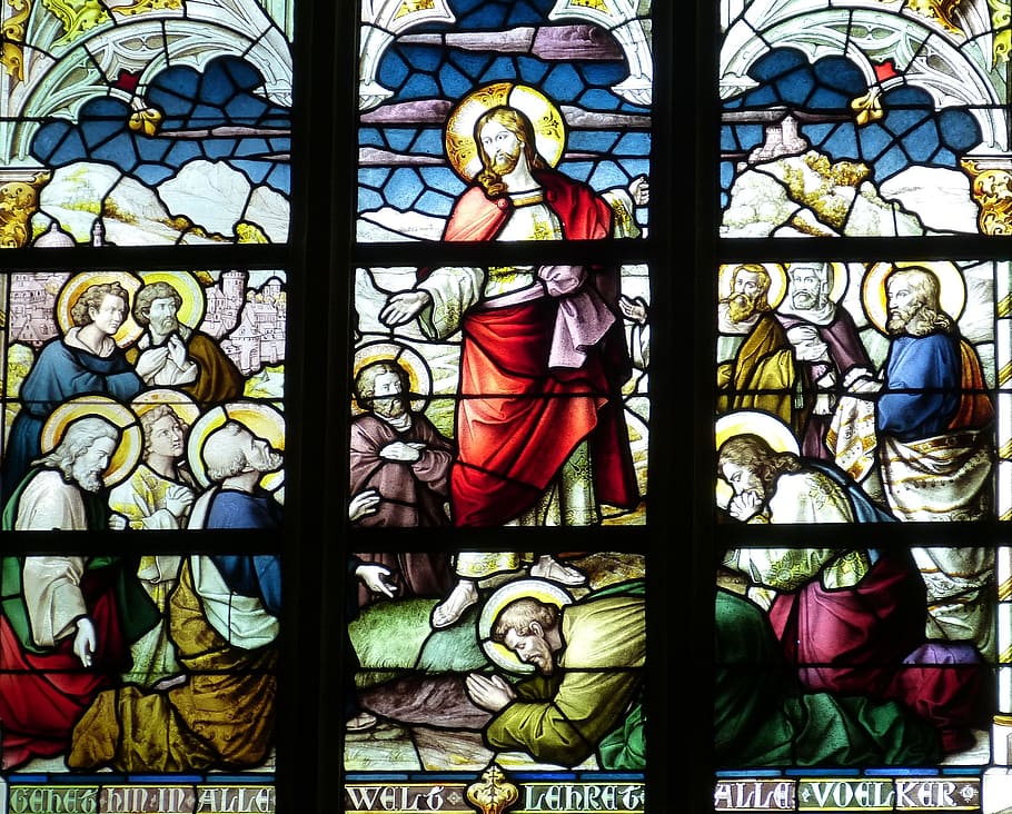Jesus Christ stein glass painting, church, window, church window