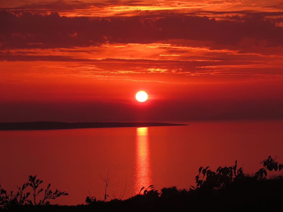 Sunset, Dusk, Twilight, Sky, holiday, sea, croatia, calm, costa HD wallpaper