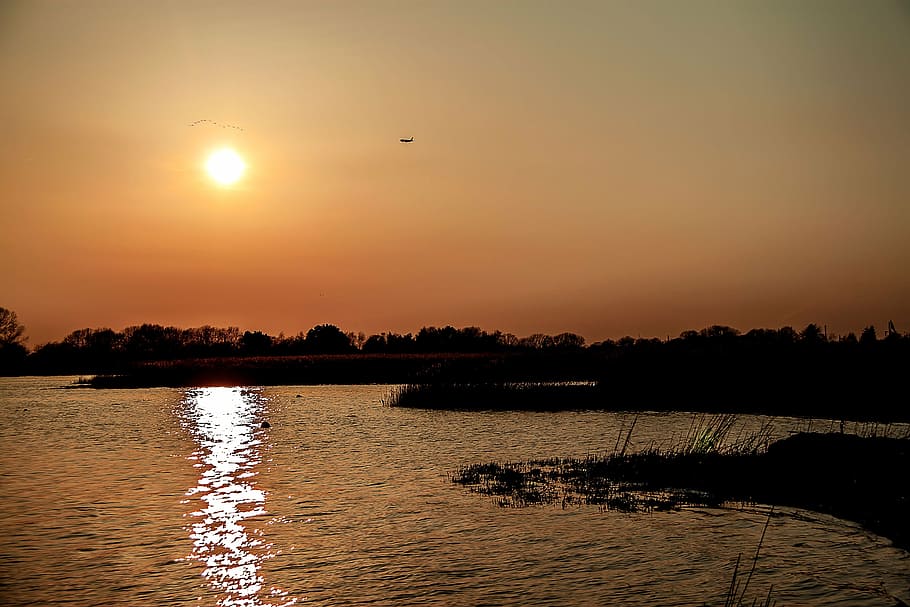 day, sunset, landscape, sky, water, beauty in nature, reflection HD wallpaper