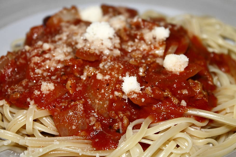 Spaghetti, Bolognese, Parmesan, Eat, food, delicious, noodles, HD wallpaper