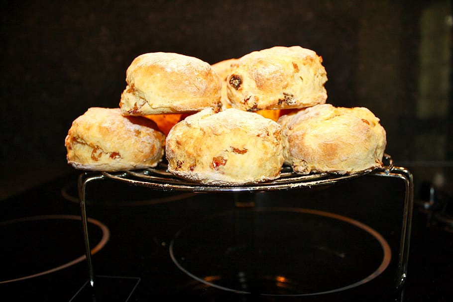 baked breads on tray, Scones, Cakes, Sweet, Desserts, snacks HD wallpaper