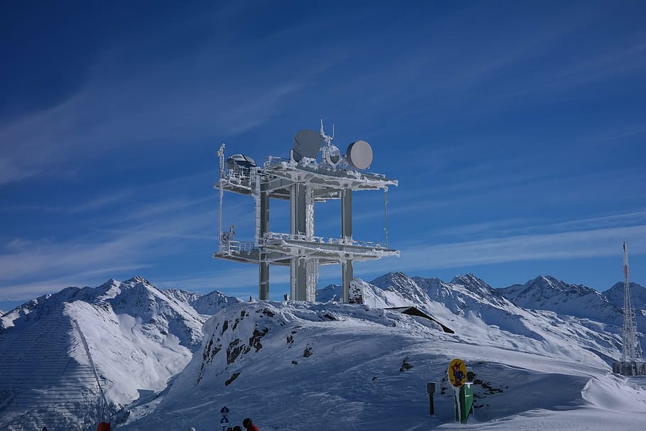 send system, antennas, technology, winter, frost, cold, snowy HD wallpaper